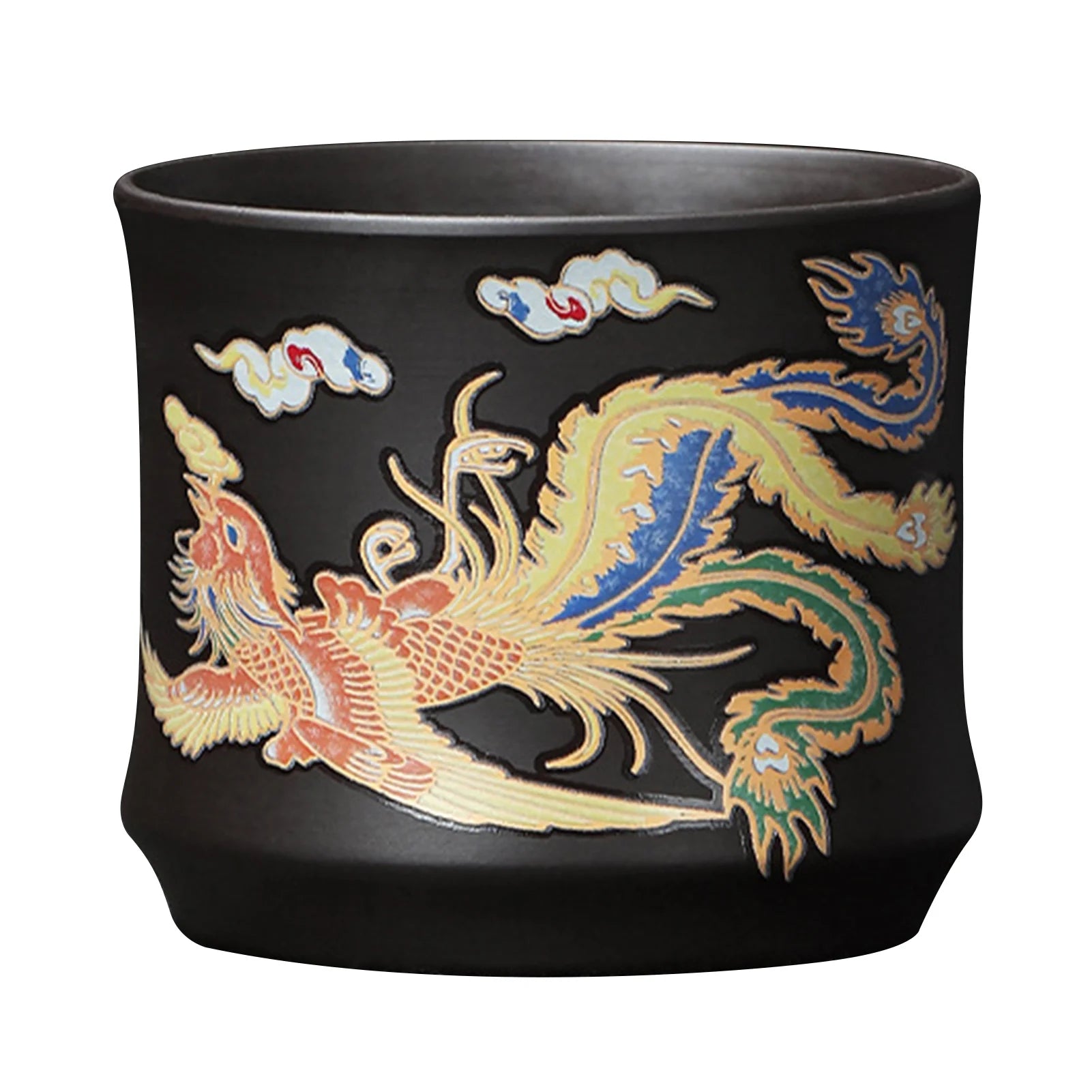Théière gongfu argile motifs dragons phénix artisanale