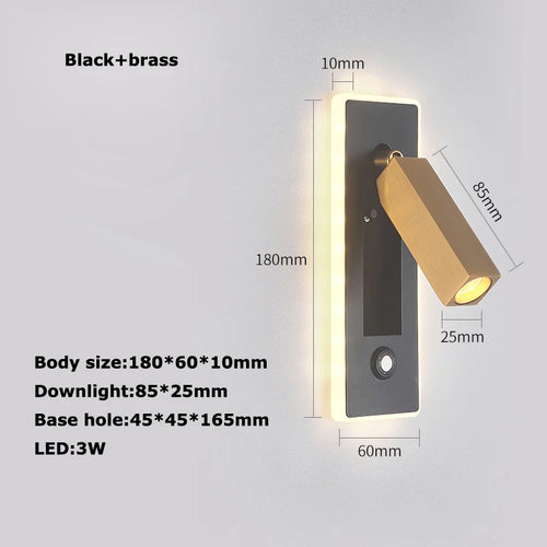 applique murale led rotative avec interrupteur pour lecture - vue 24 sur 23