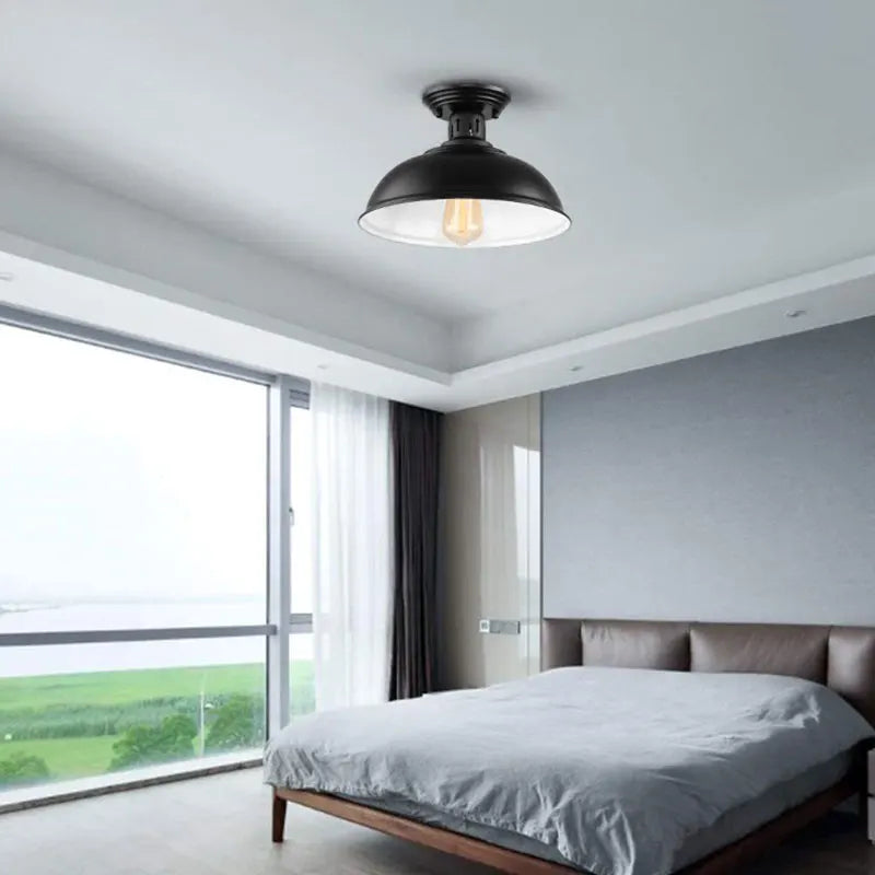 plafonnier style américain industriel rétro avec couvercle pot en maille de fer