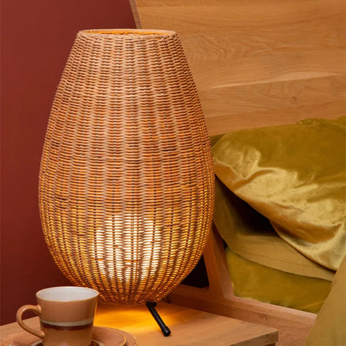 lampadaire en rotin naturel fait main pour intérieur et extérieur - vue 3 sur 14