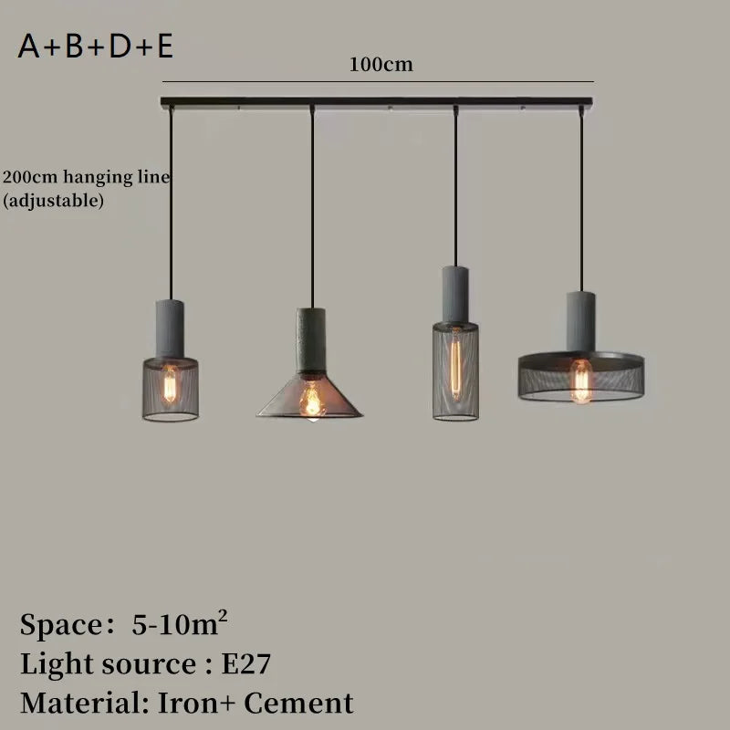 lampe suspendue en béton industriel avec abat-jour en fer - vue 19 sur 29