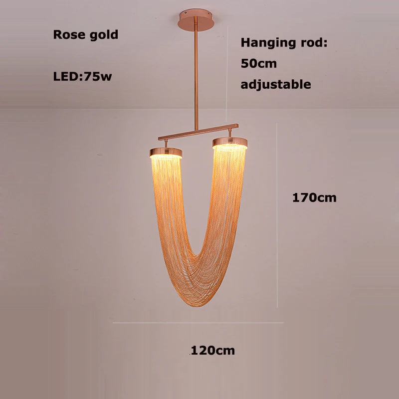 lustre art déco led dimmable en aluminium doré design moderne élégance - vue 20 sur 21