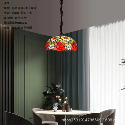 lustre rétro en verre teinté style méditerranéen pour restaurant et hall - vue 10 sur 18