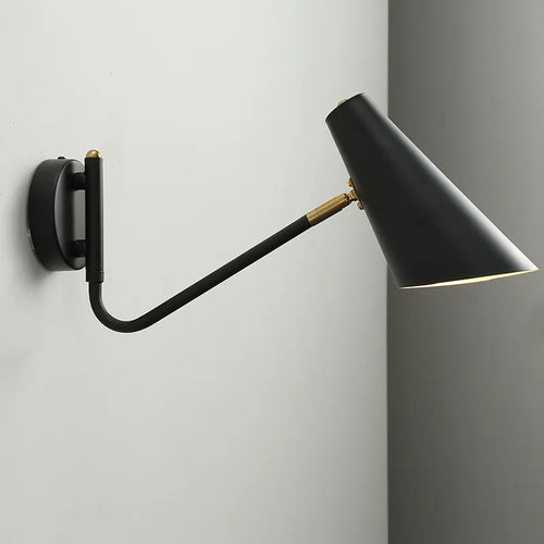 Applique murale rétro réglable interrupteur noir or led e27