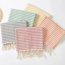Serviette de plage turque rayures pompons grande taille