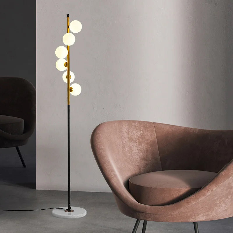 lampadaire led bicolore moderne en verre et fer marbre