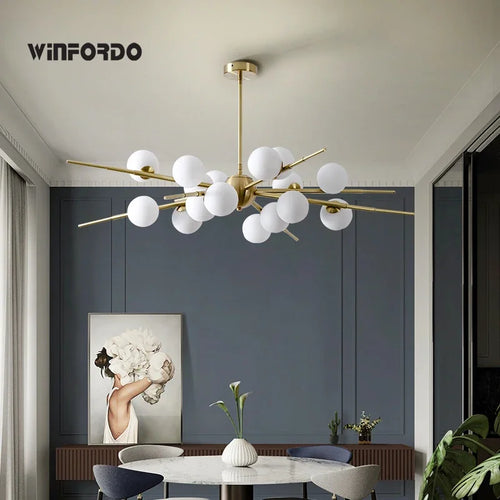 suspension LED design moderne en forme de boule de verre - vue 3 sur 10