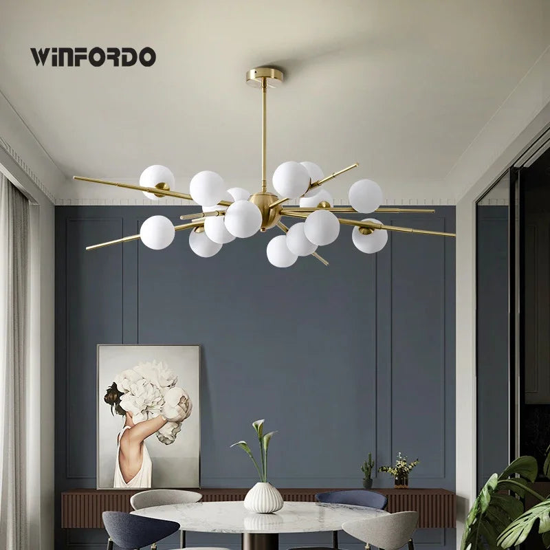 suspension LED design moderne en forme de boule de verre