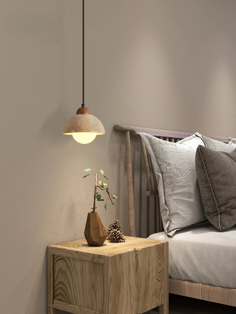 suspension en marbre travertin luminaire décoratif d'intérieur longueur réglable - vue 3 sur 11