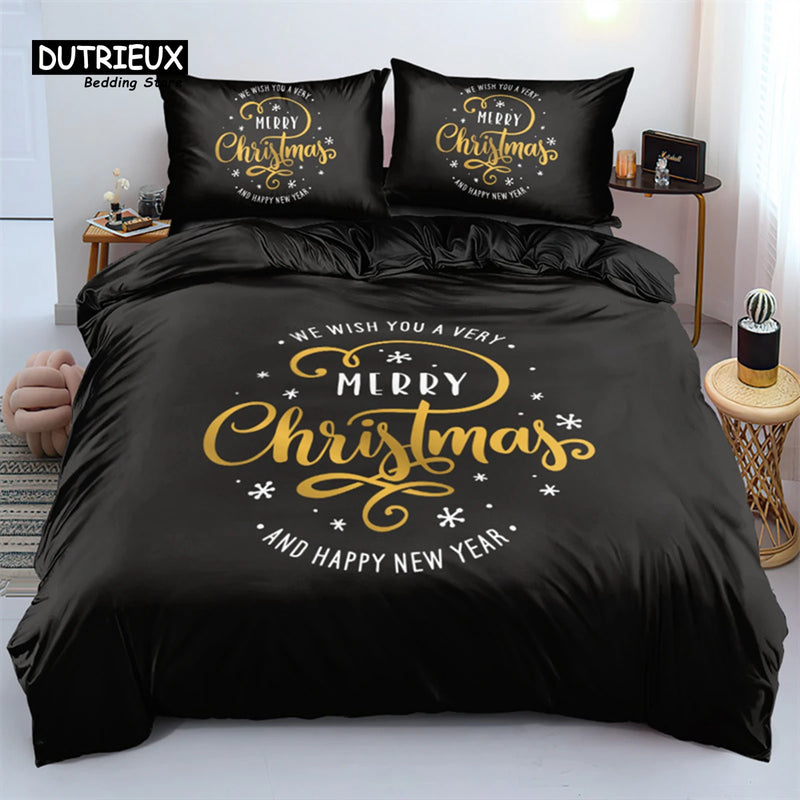 ensemble de literie blanc joyeux noël en microfibre pour toutes les tailles