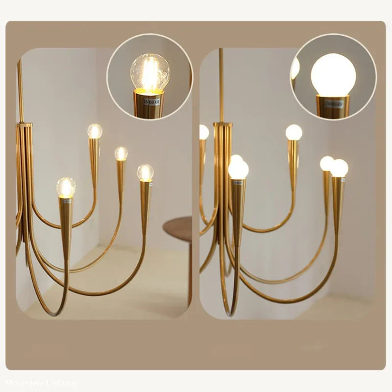 lustre style français doré led pour décoration de luxe
