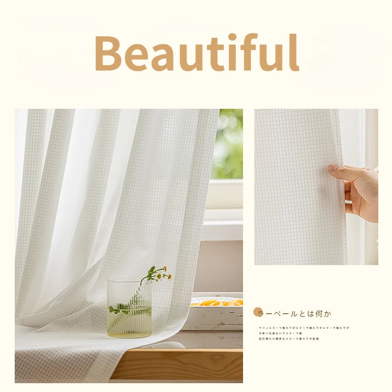Voilage japonais plissé motif géométrique pour salon chambre - vue 16 sur 18