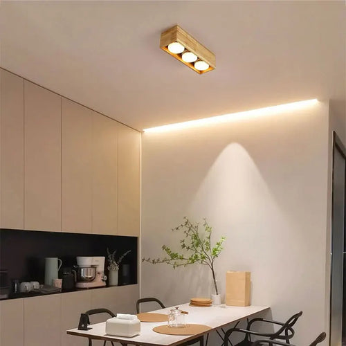 plafonnier minimaliste bois brut intérieur chambre bureau couloir vestiaire - vue 4 sur 13