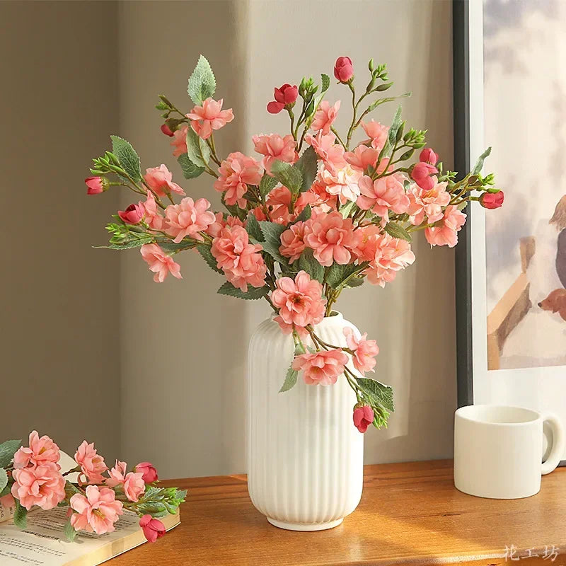 bouquet de camélias en soie pour décoration florale artificielle - vue 4 sur 10