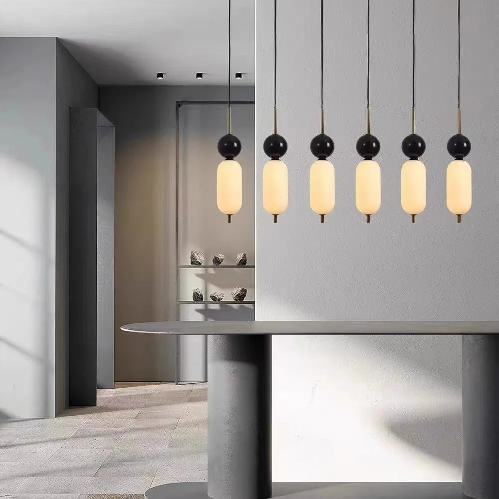 suspension LED en boule de marbre naturel acrylique réglable 	 style - vue 5 sur 7