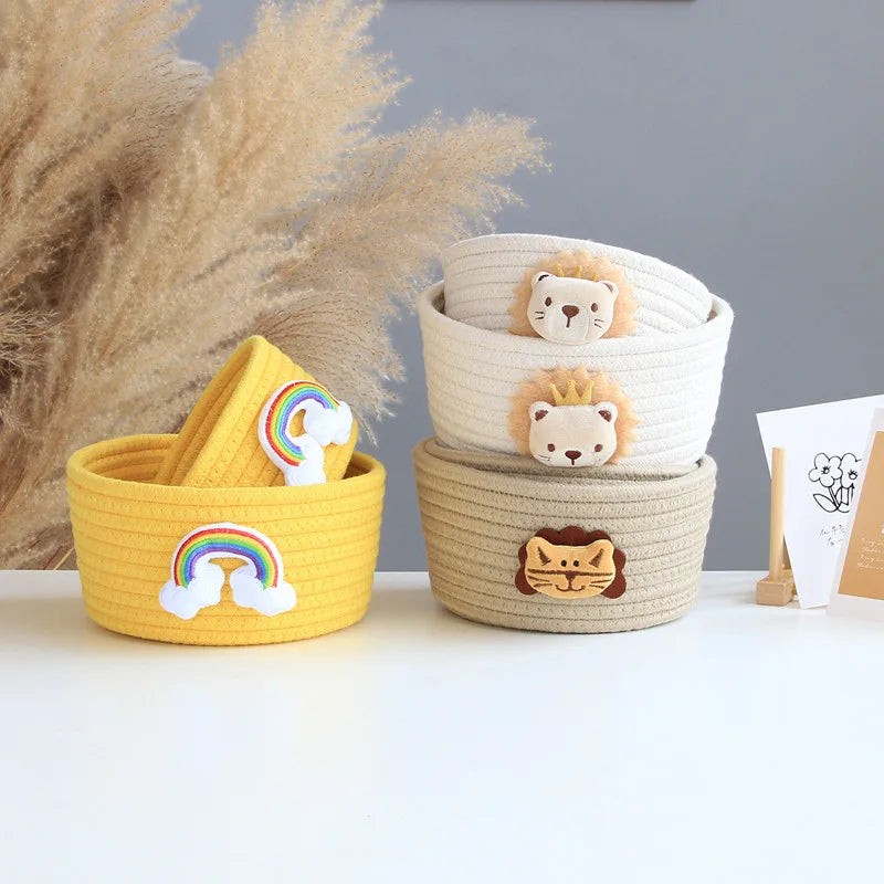 panier de rangement tissé animaux pour jouets et objets divers - vue 4 sur 21