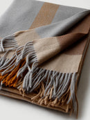Plaid laine carreaux franges style jacquard salon