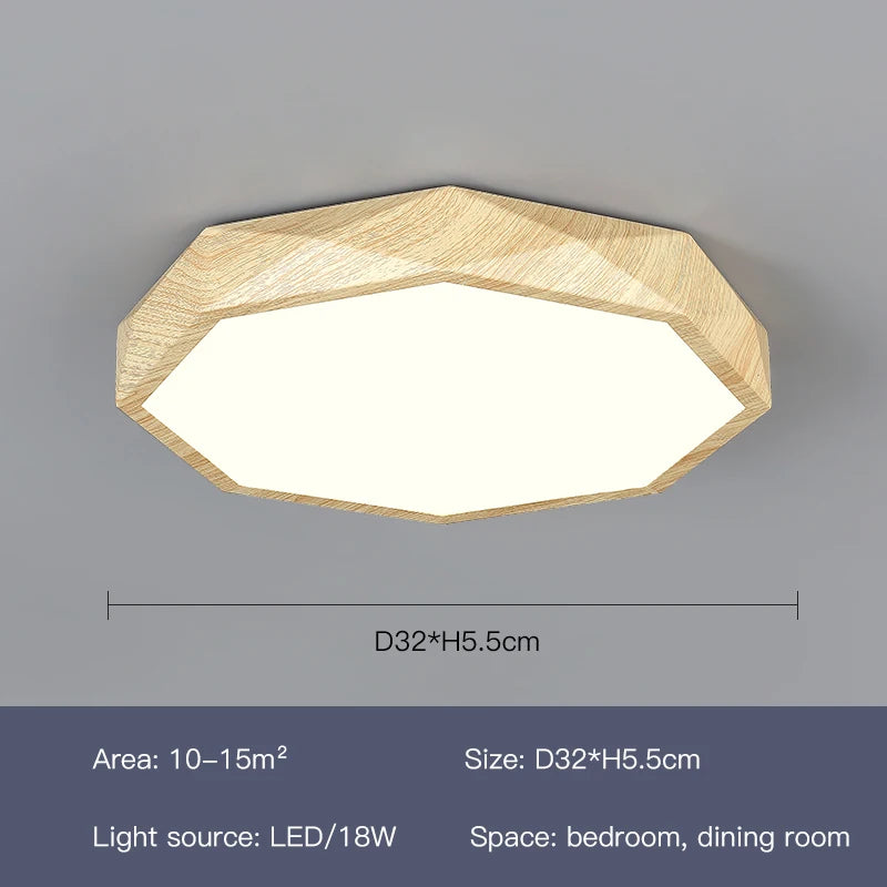 plafonnier led moderne en bois et métal design géométrique - vue 14 sur 14