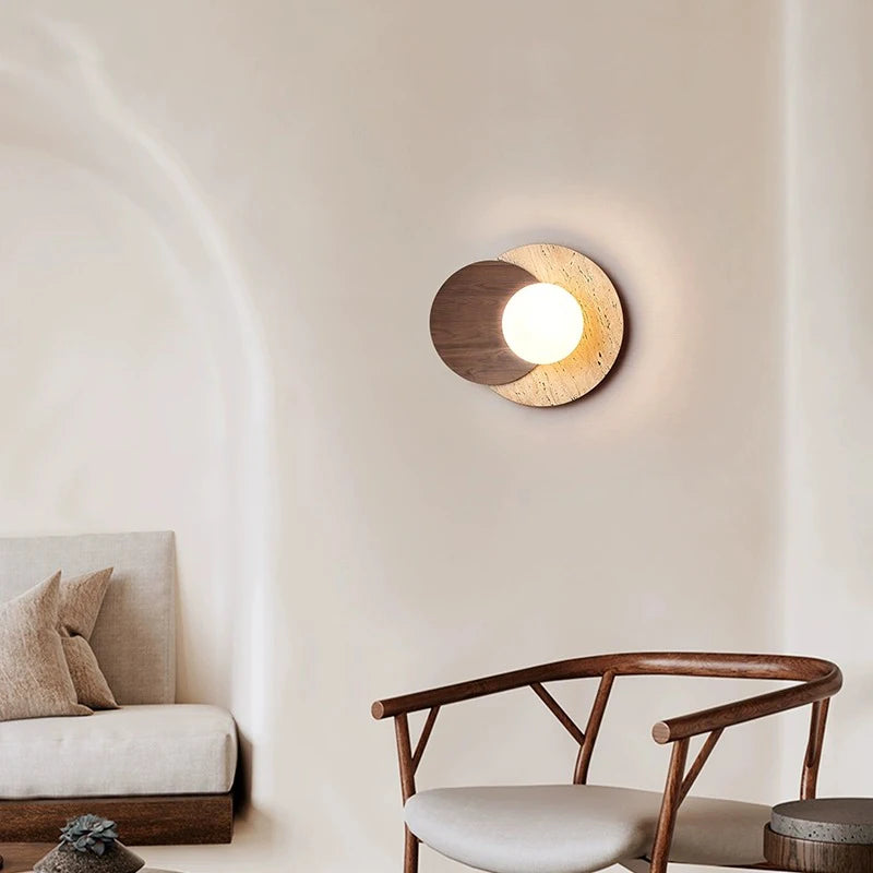 Applique murale design ronde Led Style pierre couleur crème - vue 3 sur 7