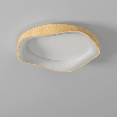 lampe circulaire led moderne grain de bois éclairage intérieur - vue 3 sur 8