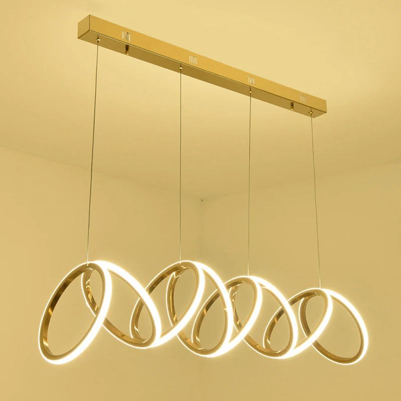 Anneau de luxe moderne suspension LED lumières pour salle à manger cuisine éclairage Lustre décor Lustre barre intérieure suspendus luminaires