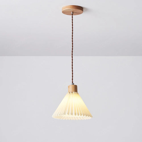 lustre led moderne avec abat-jour plissé suspendu - vue 9 sur 8