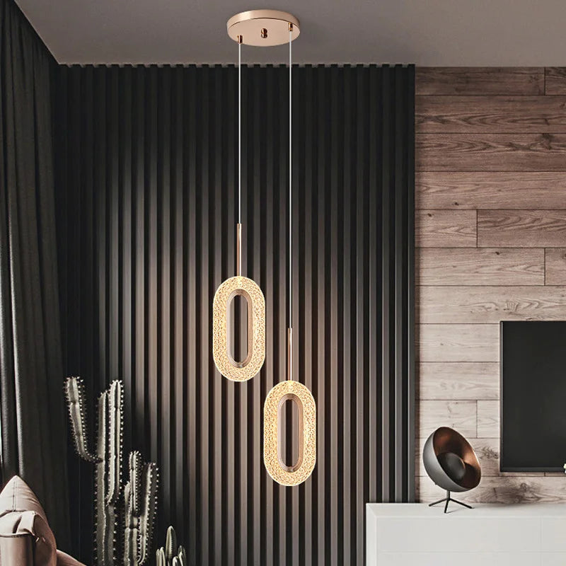 Nordique moderne suspension LED lumière or acrylique lustre créativité suspension lampe intérieur maison loft chambre chevet étude escaliers - vue 4 sur 20