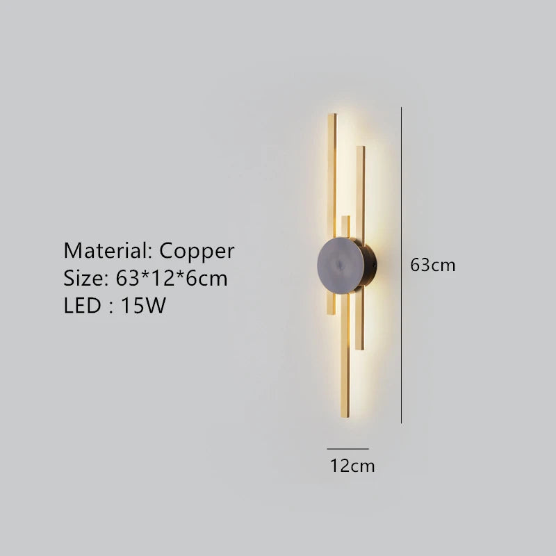 applique murale led minimaliste en laiton pour restaurant et allée - vue 11 sur 18