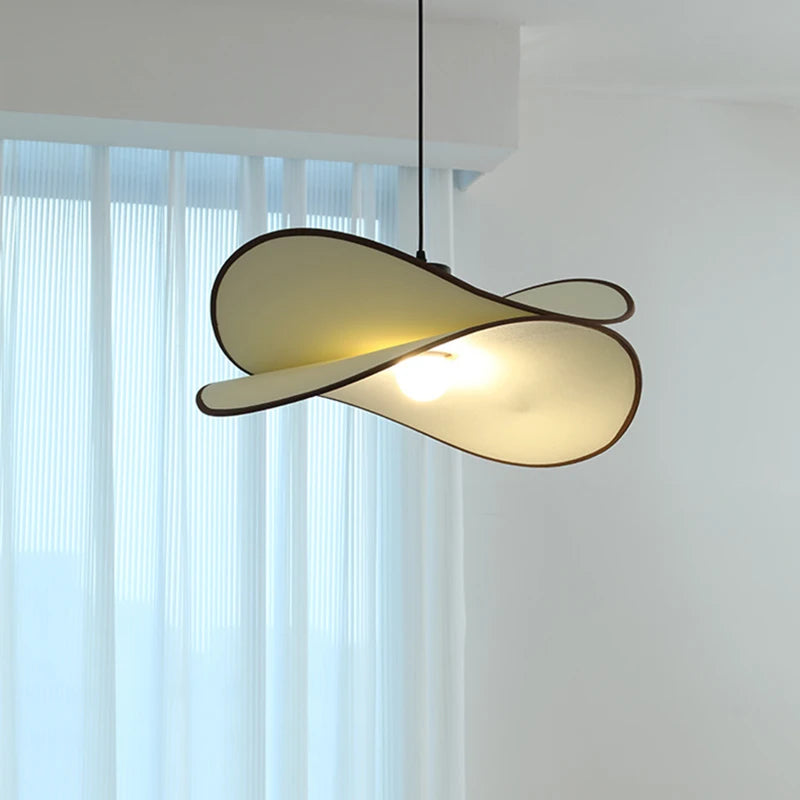 lustre led suspendu en tissu style 	 cordon réglable - vue 5 sur 10