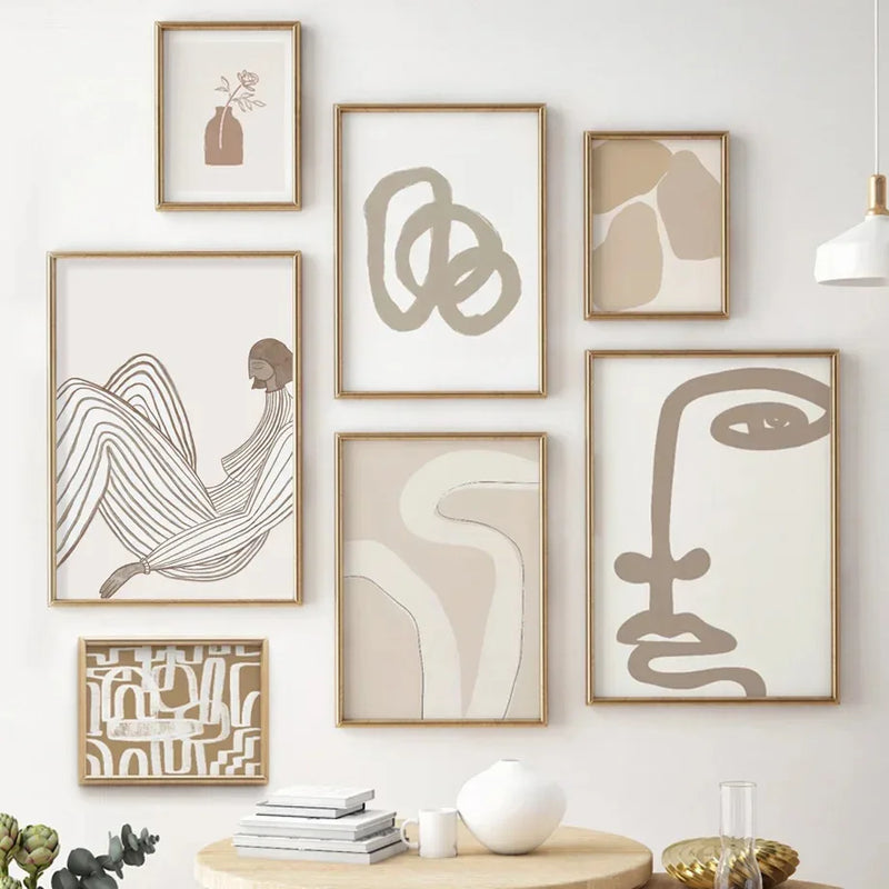affiches abstraites de visage de fille en style bohème pour décoration intérieure