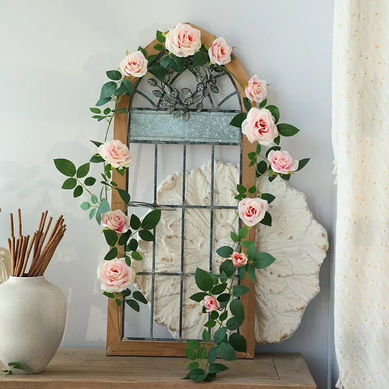 vignes de roses artificielles en soie pour décoration intérieure - vue 8 sur 12