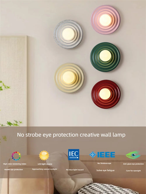 applique murale led rétro en résine luminaire mural rond - vue 2 sur 10