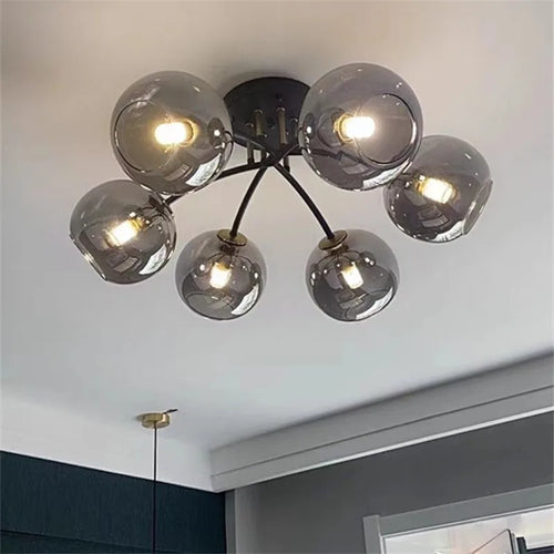 Lampe Plafonnier Verre Nordique Noir Or