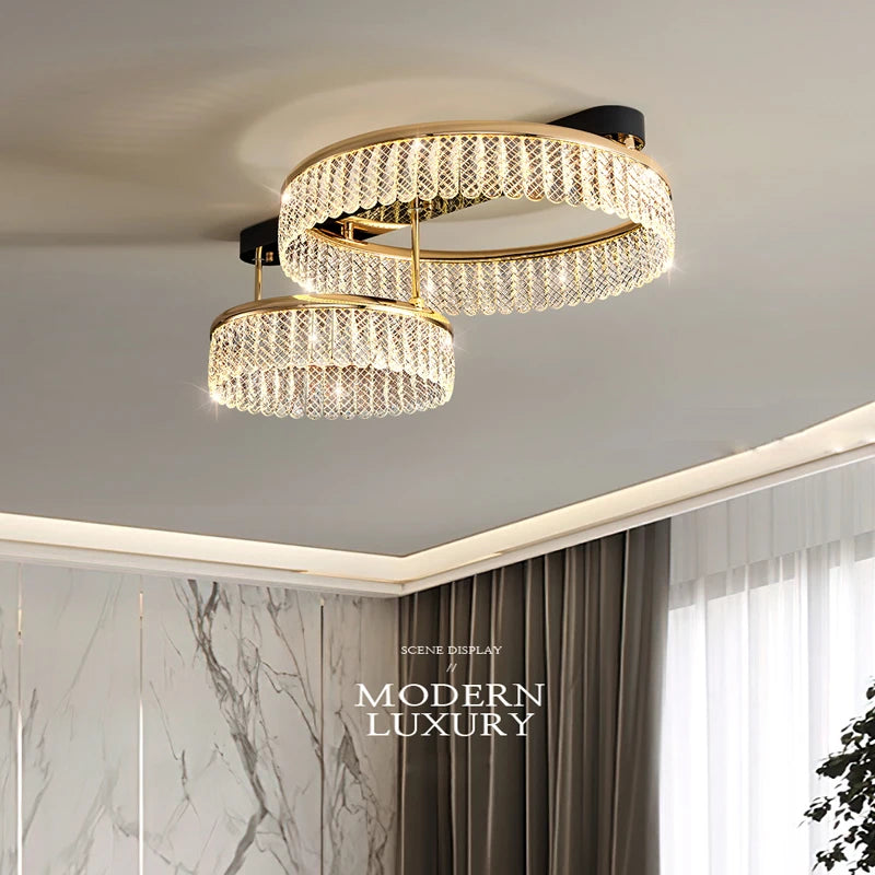 Lustre rond LED plafonnier intérieur lampara De Techo plafonnier De luxe nouveau pour la saison pour la décoration intérieure