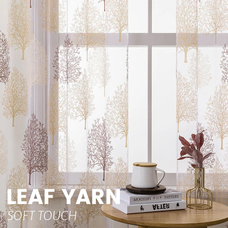Voilage à motifs feuilles moderne pour salon chambre