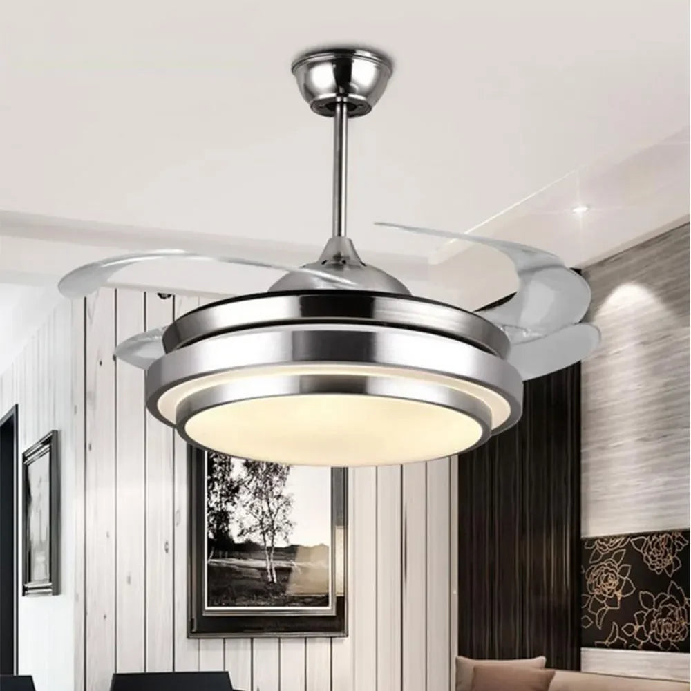ventilateur de plafond moderne avec lumières et télécommande - vue 2 sur 8