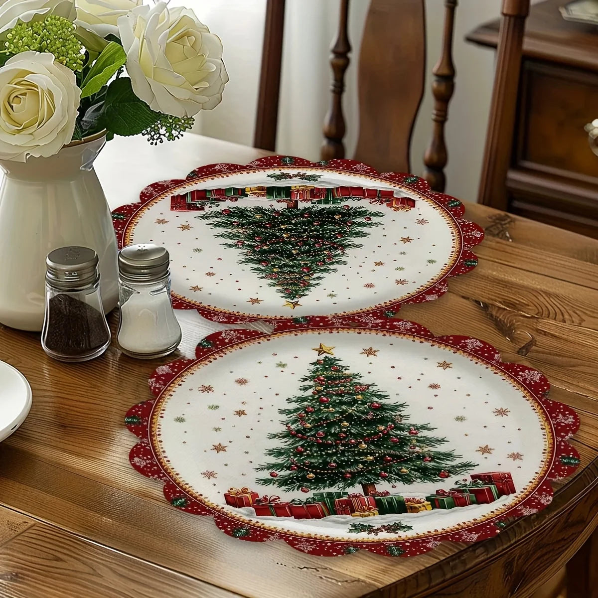 set de table sapin noel lot 4 polyester - vue 3 sur 6