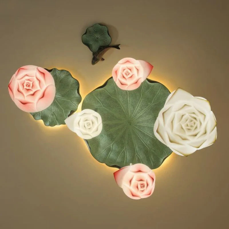 Suspension fleur Lotus style rétro LED