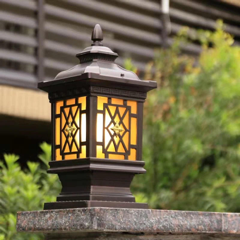 lampadaire extérieur classique éclairage led étanche pour jardin rétro - vue 4 sur 10