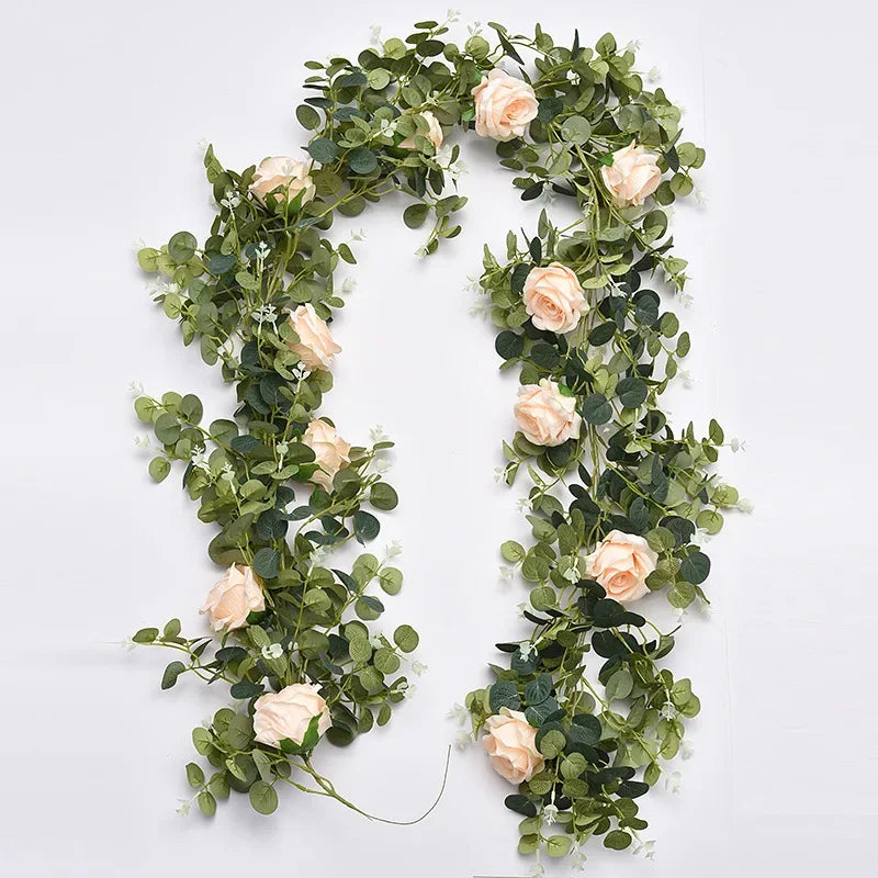 plantes artificielles décoratives roses vignes et eucalyptus - vue 8 sur 10