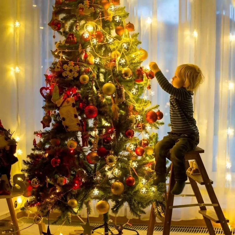 guirlande lumineuse de noël à led flocons de neige décorations festives - vue 3 sur 9