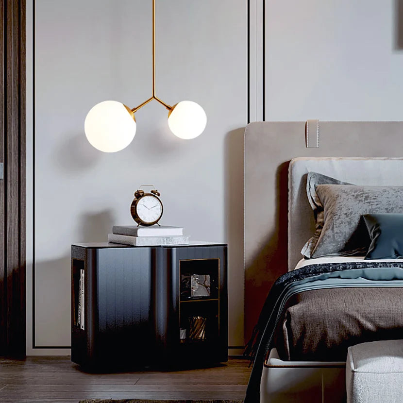 lustre moderne simple sandyha avec 2 boules led - vue 3 sur 8