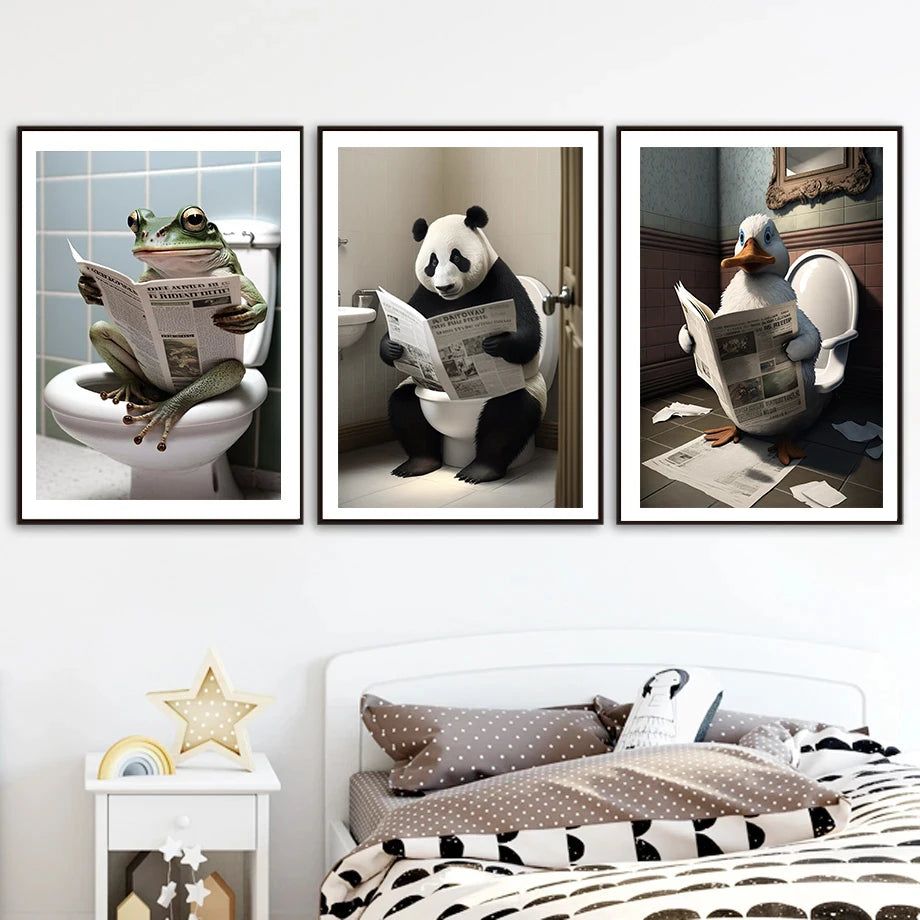 décoration murale amusante avec animaux lisant le journal - vue 4 sur 7