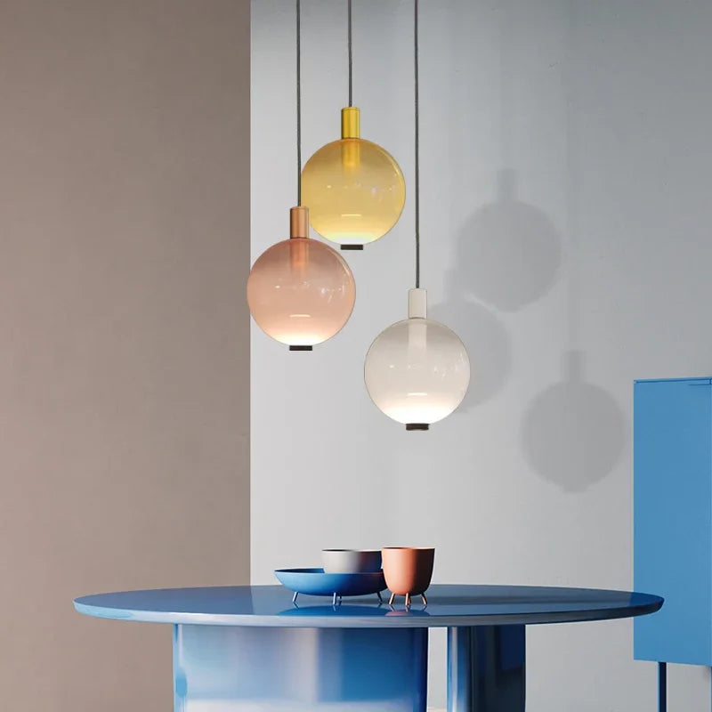 Italy Stained Glass Ball Pendant Lights for Living Room Decoration Kitchen Led Hanging Lamp Bedroom Bar Suspension Luminaire - vue 4 sur 10