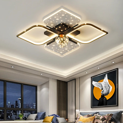 lustre led moderne quatre feuilles herbe ciel étoilé intérieur - vue 2 sur 18