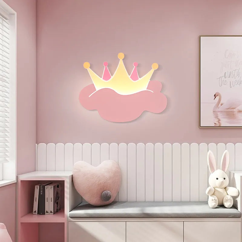 Applique murale couronne rose avec télécommande
