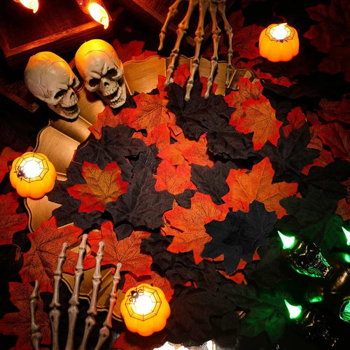 lot de 50 feuilles d'érable artificielles pour décorations d'automne - vue 3 sur 11