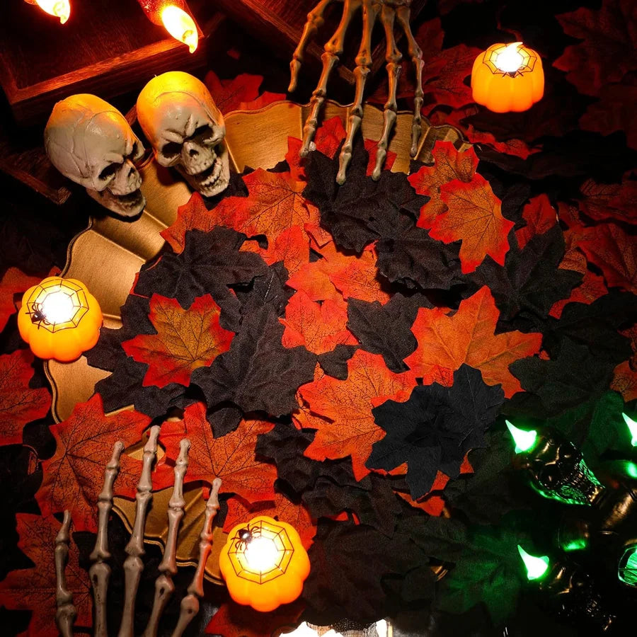 lot de 50 feuilles d'érable artificielles pour décorations d'automne - vue 3 sur 11