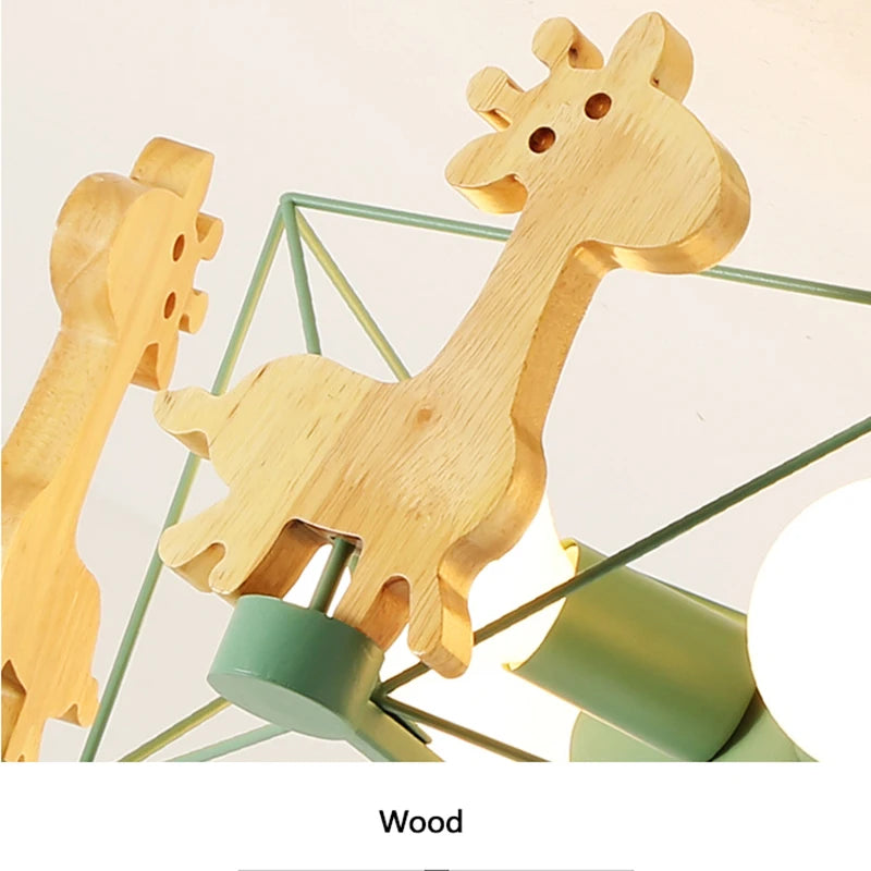 Kids Room Lighting Nordic Children Child Room Ceiling Light E27 Holder Star Diamond LED Suspension Wooden Hanging Lamp - vue 7 sur 10