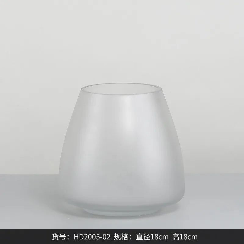 vase en verre givré pour décoration intérieure fleurs séchées et hydroponique - vue 6 sur 12